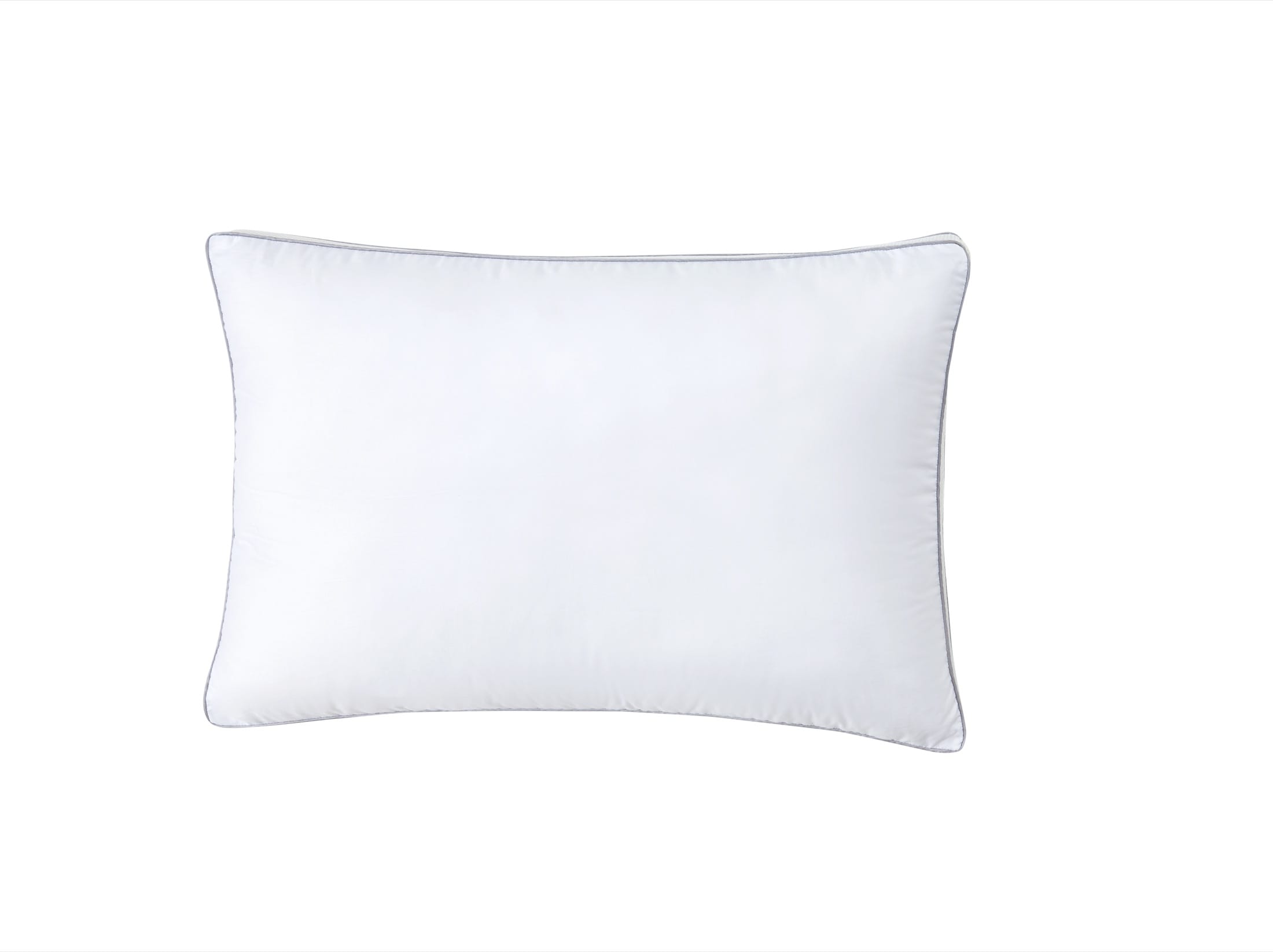 Single white sleeping pillow photographed on a clean white background