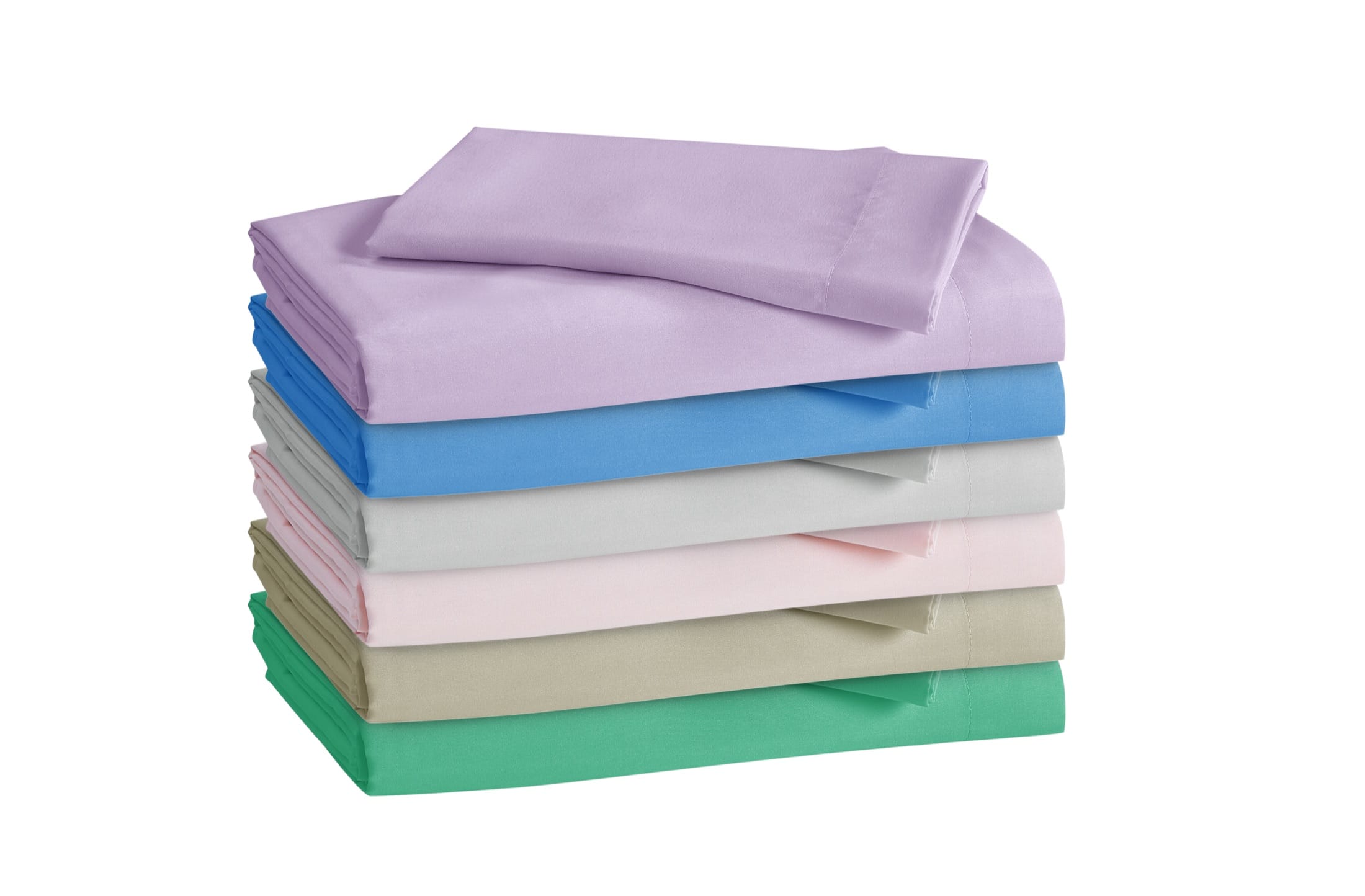 Folded sheet sets photographed as a coordinated color range