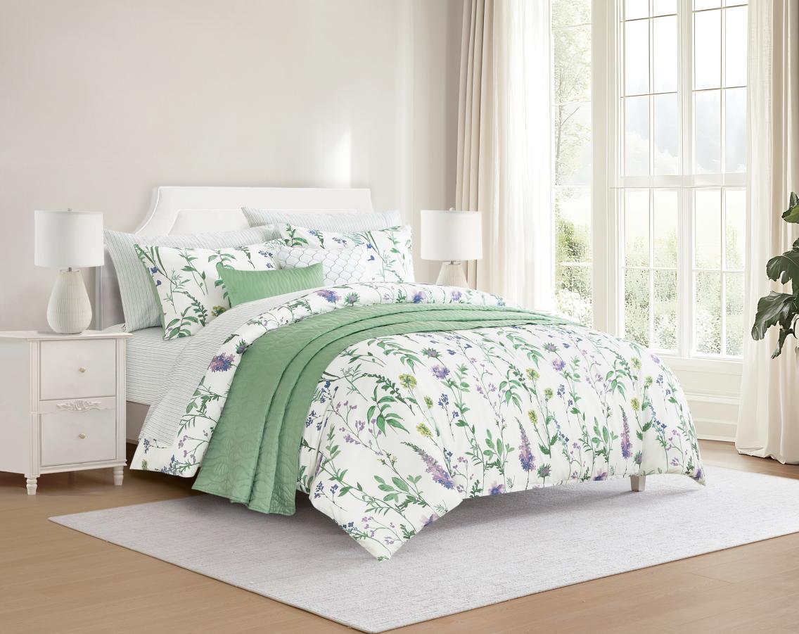 Green floral bedding photographed for a retail collection